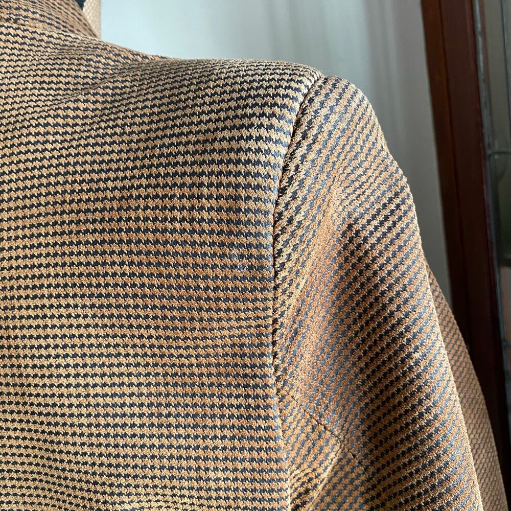 The Limited Leather Blazer Small Vintage Brown Houndstooth Boxy Oversized Career - Picture 14 of 17
